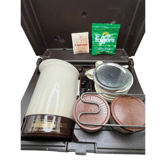 Vintage KAR 'N HOME Portable 120/12V Coffee Pot Maker Travel Kit With Case - Picture 3 of 9